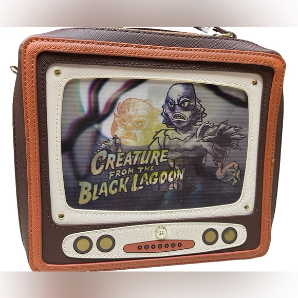 LOUNGEFLY Universal Monsters Vintage TV Triple Lenticular Crossbody / Handle Bag - Picture 14 of 16